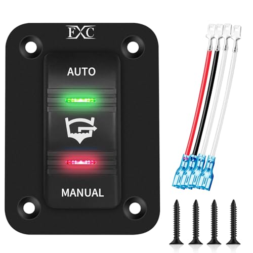 FXC 3 Way Bilge Pump Rocker Switch Waterproof 12V 24V 4Pin 20A On Off ON SPDT Auto/Off/Manual Bilge Pump Switch Panel with LED Light for Marine Boat Yacht Caravan Fishing Boat