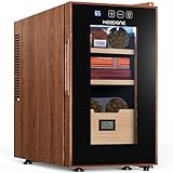 NEEDONE 23L Electric Cigar Humidor with Heating & Cooling System | Spanish Cedar Wood Cabinet | 150-Count Capacity | Digital Hygrometer & Touch Control | Quiet Thermostatic Storage (Woodgrain)