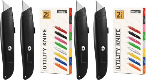 Image of DIYSELF 4 Pack Box Cutters Retractable Utility Knife, Black