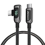 【3ヶ月間保証付き】 Type-C to C 片側 L字 充電ケーブル 充電コード 1m 100W 急速充電 電力量LED表示 USB2.0 PD対応