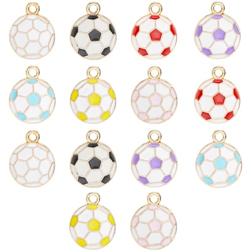 Kit breloques de football en émail rond pour fabriquer des bijoux sans ternissement