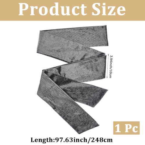 CRASPIRE Wedding Belt Women Velvet Sash Belt Gray Tie Long Dress Sash Waist Bridal Neck Scarf for Prom Party Special Occasion Dress Bridal Sash Belt 99 x 3.9 inch2