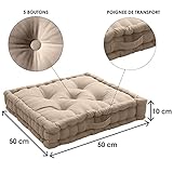 Floor Cushion with Handle 50 x 50 x 10 cm Cotton, black - Image 4