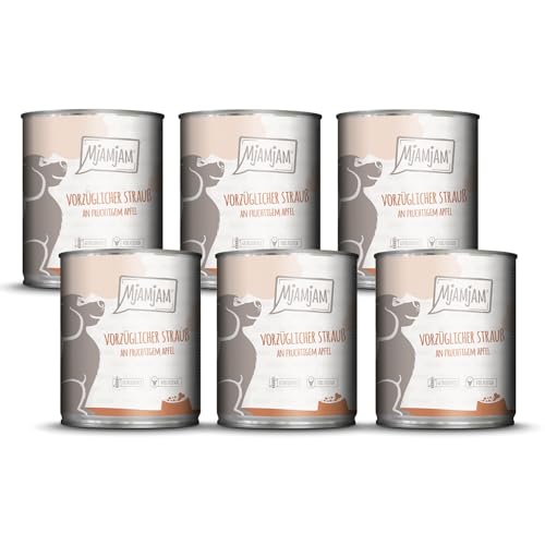 MjAMjAM - Comida húmeda Premium para Perros - Exquisito Bouquet de Manzana afrutada, Pack de 6 (6 x 800g), sin Cereales con Extra de Carne