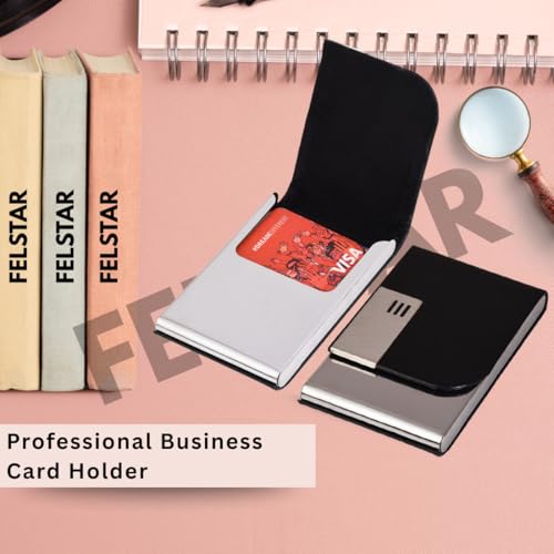 Image of Customised /Personlised Name Engraved Stainless Steel Metal Unisex RFID Blocking Business Visiting Wallet Card Holder for Men & Women /Gift Your Loved Once on Any Occasion (Black)
