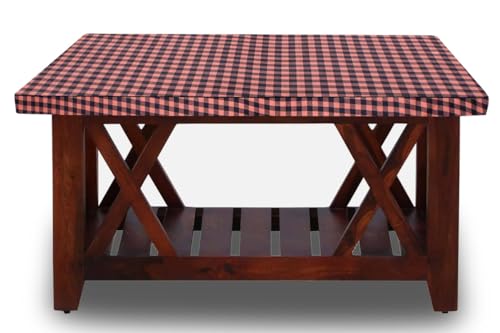 Image of The Furnishing Tree Elastic Rectangular Center Tpoy Table Cover WxL 24x60 in Inches Polyester Checkered Pattern Beige