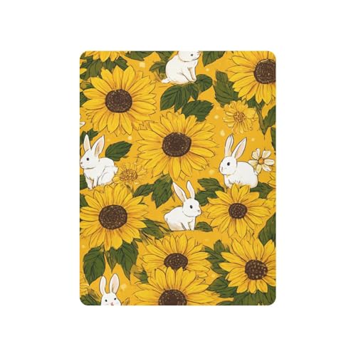Image of Crib Sheet Breathable Soft Crib Mattress Sheet for Baby Toddler Boys Girls Fitted Crib Sheet Fit Standard Crib Mattress 39 x 27 Inch Autumn Sunflower and Cute Rabbit