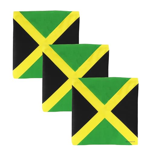 Motique Accessories Set of 3 Large Cotton Bandanas - Caribbean Flags (Jamaica Flag)
