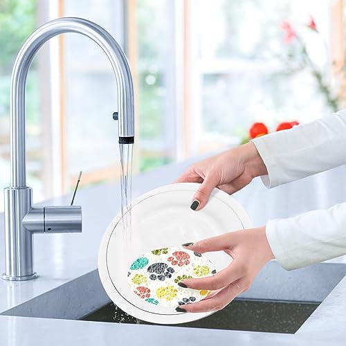 Image of Colorful Doodle Paw Prints Kitchen Sponges Animal Puppy Dog Cleaning Dish Sponges Non-Scratch Natural Scrubber Sponge for Kitchen Bathroom Cars, pack of 3