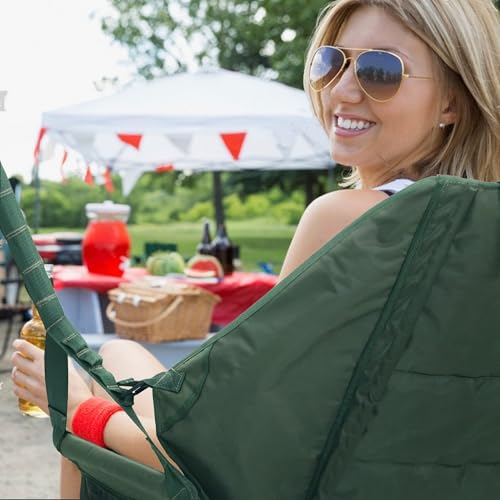 Image of Tranquillo Hanging Hammock Chair, Patio Swing Chair, Outdoor Swing Chair with Headrest, Armrest, Cup Holders, Porch Swings Outdoor and Hammock Tree Straps, Net Moss Green