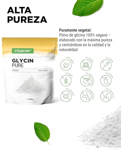 L-glicina purísima vit4ever formato de 1 kg apto para veganos 3