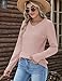 Kistore Damen Pullover Lange Ärmel Langarmshirt Damen V-Ausschnitt Einfarbig Pullover Herbst Winter Tshirt Rosa L