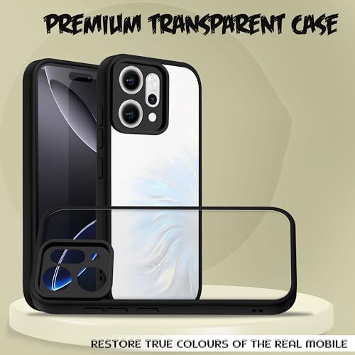 Image of V-TAN Back Cover Compatible with Oppo Reno14 Pro 5G Case, Transparent Clear, TPU, Camera Protective Shockproof Cover (Black)