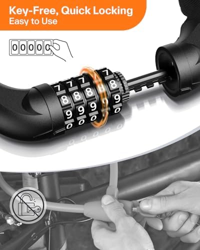 Sportneer Bike Lock: 5 Digit Combination High Security Anti Theft Bike Chain Lock - 3.2/3.6/4ft Heavy Duty Keyless Bicycle Lock for Bike Motorcycle Scooter Door & Gate - Easy to Use, Bike Accessories - 1