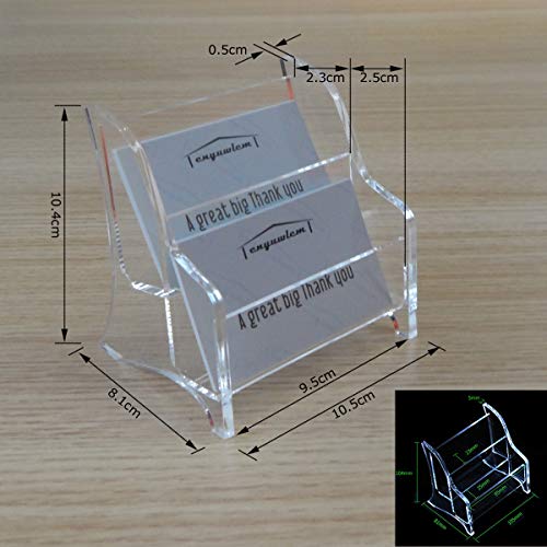 Enyuwlcm Acrylic 2 Tier Business Card Holder Display for Desk Elegant Business Card Stand for Office Counter Clear - Thumbnail 2