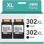 Lemero 302 cartucce XL nere compatibili con cartucce d'inchiostro HP 302 Multipack 302XL Nero per HP Envy 4525 4520 Deskjet 3630 3639 Officejet 3830 3831 5230(2-Pack)