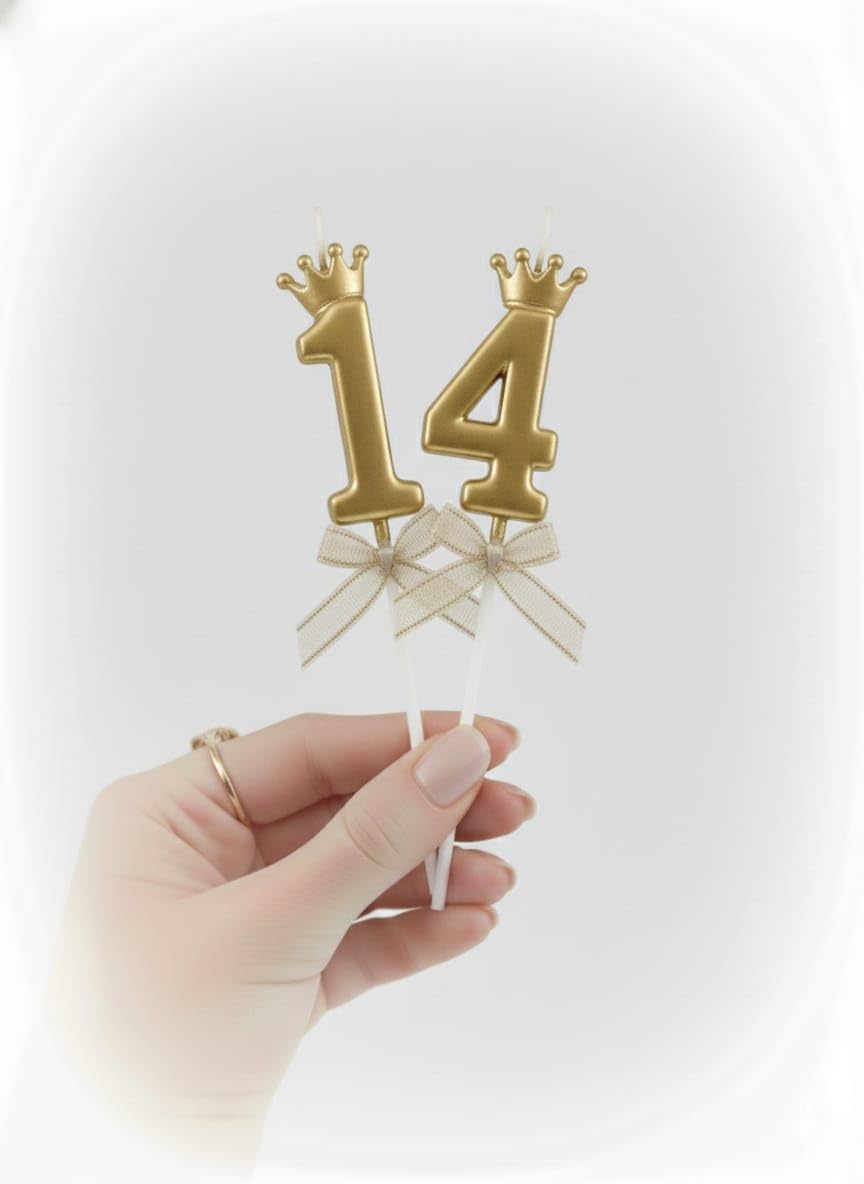 Shreeji Enterpries Celebrate that Magical Fourteen Milestone with Our Stunning Gold Crown Number '14' Birthday Candle!-image-46
