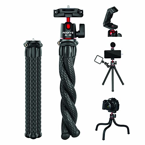 Adofys AT-40 Flexible Gorillapod Tripod Cell Phone Tripod Gorilla Tripod Lightweight Bendable Tripod with Heavy Duty Smartphone Stand, Compatible with Action Camera and Smartphone etc.