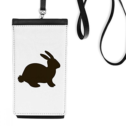 Sac téléphone noir en faux cuir motif lièvre, pochette suspendue pour sorties et balades