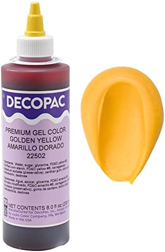 DECOPAC Premium Gel Food Color, Edible Coloring For Use with Buttercream or Whipped Icing, Fondant & Piping Gel, Highly Concentrated Gel, 8oz - Golden Yellow