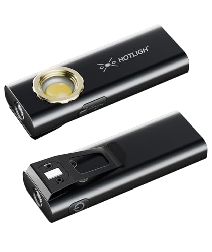 HOTLIGH ZF6767 Rechargeable Pocket Flashlight 2Pack - 1000LM LED Flashlight Rechargeable Small Pocket Light with Clip & Magnetic Base EDC Flashlight for Outdoor Night Walking Emergency