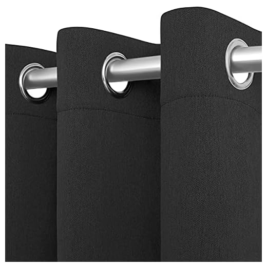 White Classic [2-Panels] Cozlo Blackout Curtains for Bedroom with Grommet Black Out Room Darkening Window Curtains Thermal Insulated Drapes (42x63 inch, Black)