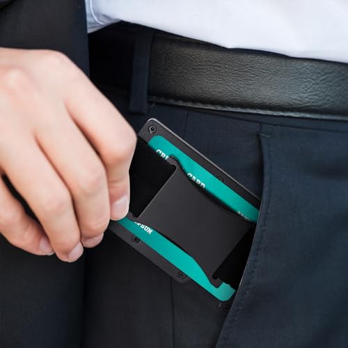 Cupimatch Men Ultra-Thin RFID Wallet: Blocking Aluminum Wallet for Men Slim Money Clip Card Holder with Elastic Band (Black)3