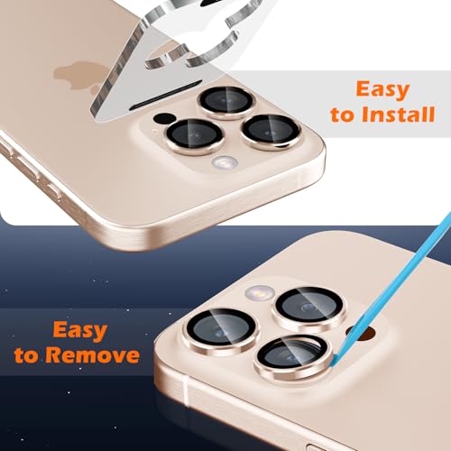 Image of imluckies For iPhone 16 Pro - iPhone 16 Pro Max Camera Protection, AR+AF Tempered Glass & 9H Anti-Scratch Metal Aluminium Alloy, HD Clear Camera Lens Protective Film - Desert Titanium
