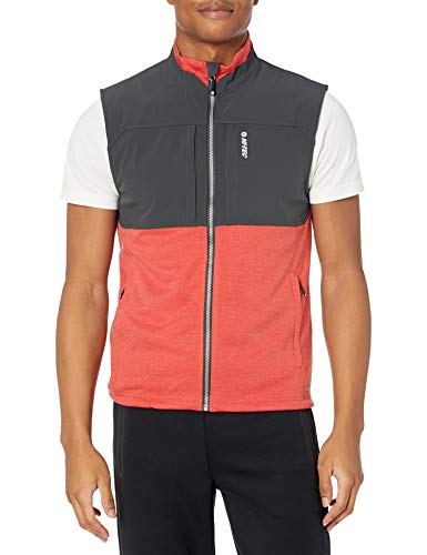 Hi-Tec Men's Fan Point Mesh Back Zip Vest with Active DRI-TEC,Pompeian Red,Medium