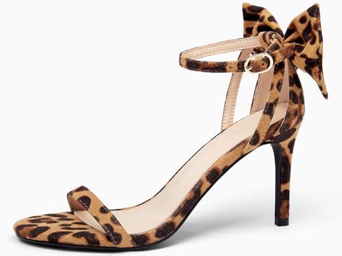 Image of Coutgo Womens Ankle Strap High Heels Open Toe Stiletto Bow Tie Knot Heeled Sandals Fashion Wedding Dress Pump Shoes