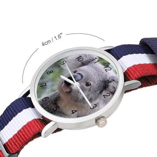 Cute Koala Bear Lightweight Wrist Watch Adjustable Nylon Band Outdoor Sport Work Wrist Watch Easy to Read Time2