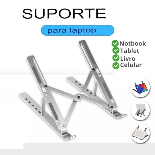 Suporte para Notebook de Aluminio Ajustável Dobrável Portatil Metal Resistente Reforçado altura regu