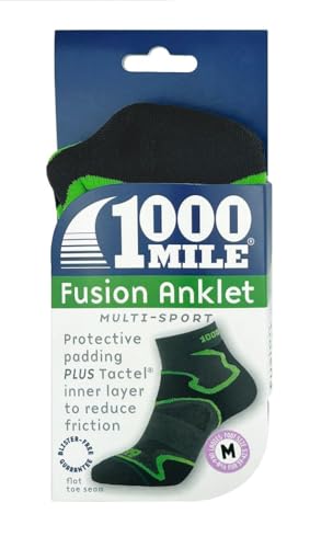 1000 Mile Unisex - (9-11) MILE FUSION ANKLET BLACK 2026 L 9 11 , Black/Green, L UK - Image 6