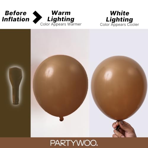Image of PartyWoo Brown Balloons 120pcs Boho Coffee Tan Fall Color Different Sizes