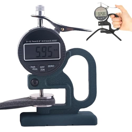 Calibrador digital de espesor con pantalla LCD, rango 0-12.7 mm, resolución 0.01 mm, con sonda grande de 30 mm, para medición industrial de esponja, papel y cuero miniatura 1