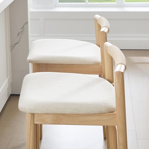 Image of Zesthouse Wood Counter Stools with Woven Paper Cord Accent Back, Set of 2