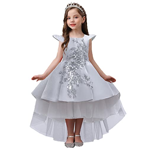 Vestidos de dama de honor infantiles en color gris para bodas reales