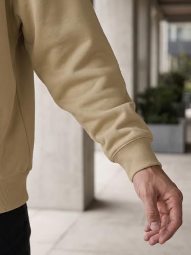 Image of NOBERO Oversized Solid Hooded Sweatshirt for Men | Oversized Hoodie for Men | Hooded Pullover | Cotton Rich Printed Hoodie 280 GSM Fleece