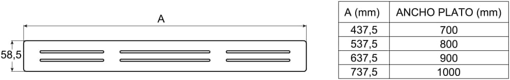 Roca Aquos Metal Grid, 70 x 7 x 2 cm, Black and Grey (Ref: A276359000)