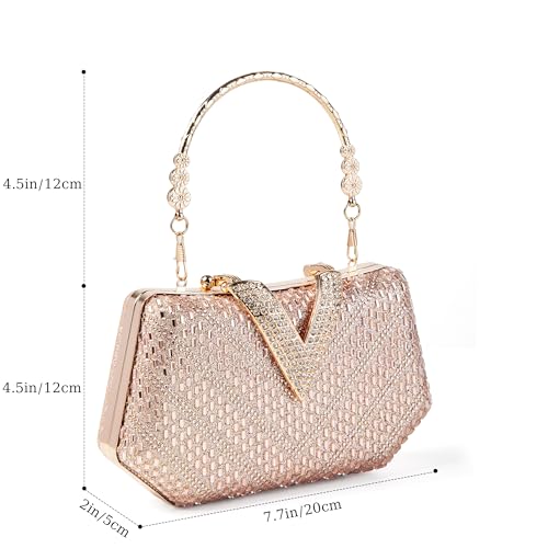 Image of Rhinestone Crystal Clutch Purse Sparkly Evening Bag with Chain | Detachable Chain Converts to Crossbody & Shoulder Bag, Perfect for Wedding, Party, Prom & Evening Events