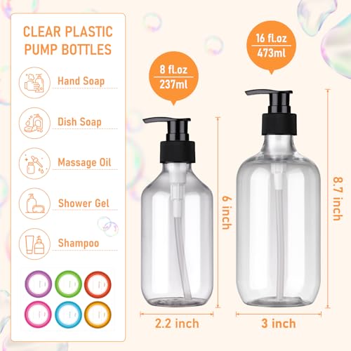 30 Pack Clear Plastic Bottles with Pump Dispenser, 8 oz Plastic Pump Bottle Dispenser, Shampoo Bottles Refillable with Pump, Refillable Containers, Soap Dispenser for Lotion, Essential Oil