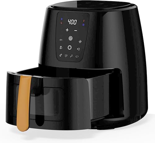 Freidora de aire digital grande de 5.8 cuartos de galón con ventana para uso en cocina, antiadherente fabricada sin PFAS, pantalla táctil, 400F,