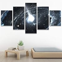 SIGNWIN 5 Panel Canvas Wall Art Modern Art Astronomy & Space Colorful Cosmic Decorative Elements Multicolor Photography for Home Decorations Ready to Hang - 60