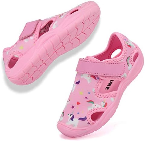 FANTURE Toddler Water Shoes Boys Girls Quick-Dry Aqua Socks Lightweight Closed-Toe Outdoor Sport Sandal(Toddler/Little Kid) U420LZ2002-L.pink-29
