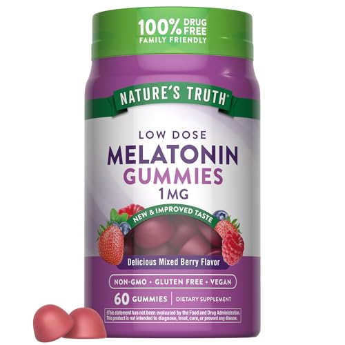 Nature'S Truth Melatonin Gummies | 1Mg | 60 Count | Vegan, Non-Gmo & Gluten Free | Cherry Pomegranate Flavor | By Natures Truth