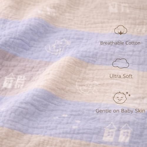 Image of 100% Cotton 6-Layer Muslin Baby Blanket | Super Soft, Breathable & All Seasons Multipurpose Blanket for Babies (Kitty)