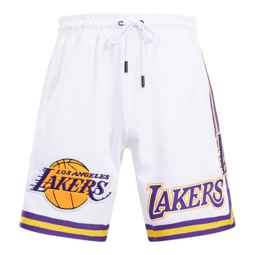 Pro Standard Mens NBA Los Angeles Lakers Classic Chenille Athletic Short White