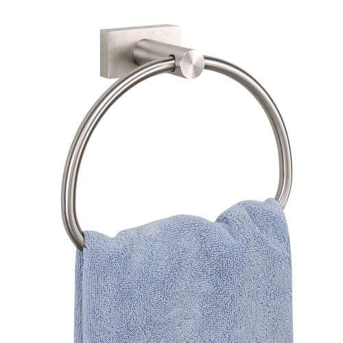Livabber Towel Ring for Bathroom, 304 Stainless Steel Hand Towel Holder, Heavy Duty Towel Hanger for Bath, Kitchen, Hotel (2.3″ Screw-Mounted Base, Brushed Nickel)