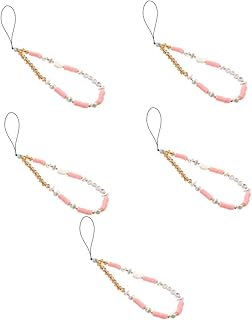 Generic 5 Peças Tiras Para Celular Cordão Rosa Cordão Para Celular Cordão Pérola Cordão Branco Saia Branca Cordão Para Celular Cordão De Pulso Luz Luxo Argila De Polímero Cabo De Telefone