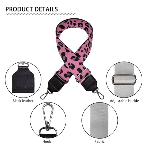 Image of TODIYADDU Pink Basic Leopard Daisy Purse Strap Girls Fashion Handbag Straps Crossbody Guitar Strap Purse Adjustable Wallet Strap Straps for Purses Suitable for Gifts Sports Photography Enthusiast